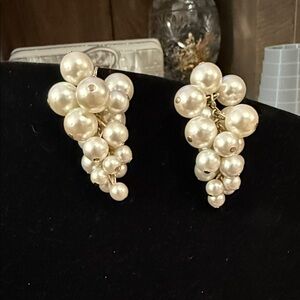 vintage pearl grape cluster earrings